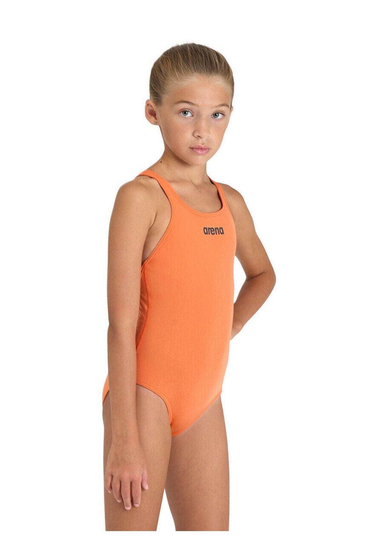 Arena Girl's Team Swimsuit Swim Pro Solid Kız Çocuk Yüzücü Mayo Turuncu 004762350 8-9