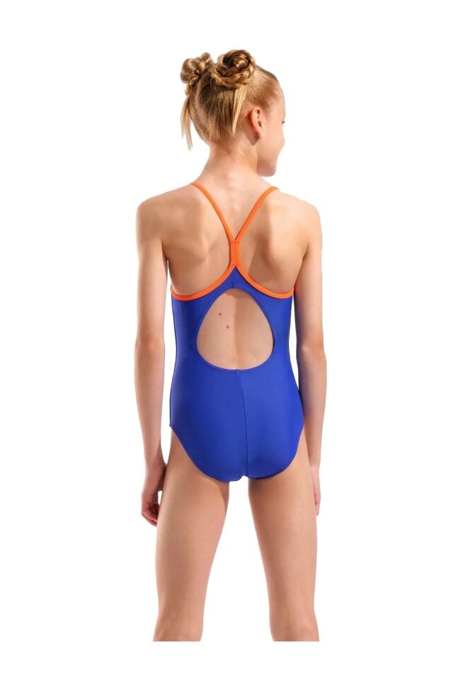 Arena Girl's Swimsuit Light Drop Solid Kız Çocuk Mayo Mavi/Turuncu 005919833