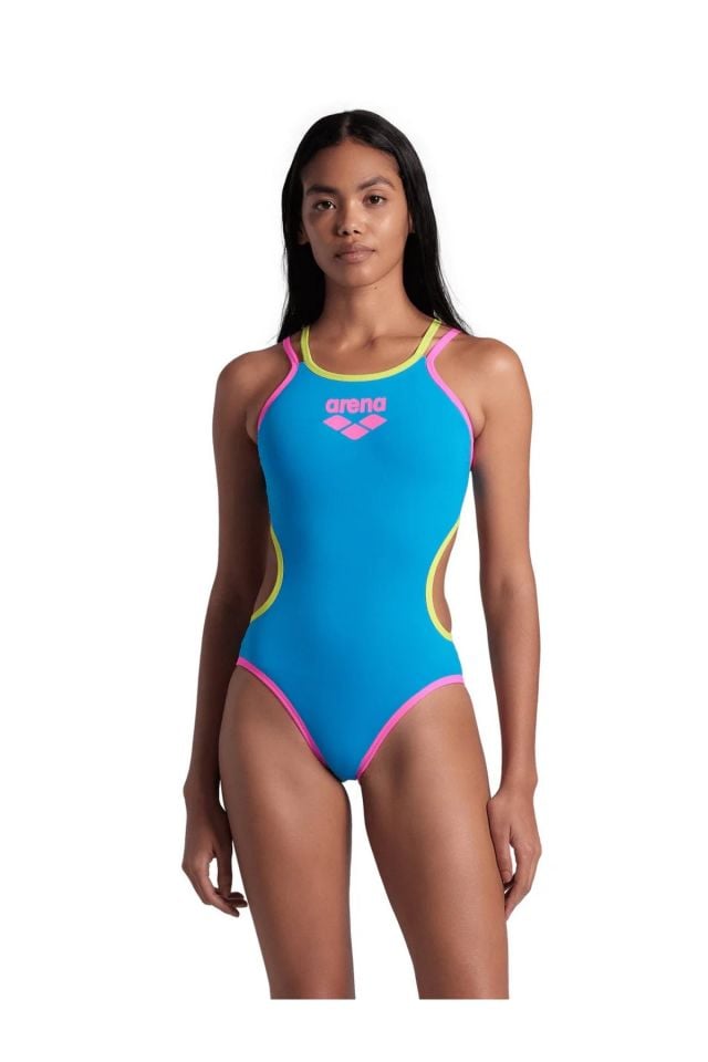 Arena Women's One Double Cross Back One Piece Bayan Yüzücü Mayo Turkuaz 004732809 36