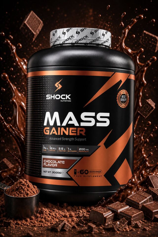 Shock Nutrition Mass Gainer Çikolata Aromalı 3000g 60 Servis