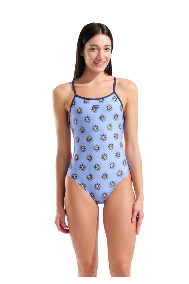 Arena Women Sunny Swimsuit Tie Back Bayan Yüzücü Mayo Mavi 011666770