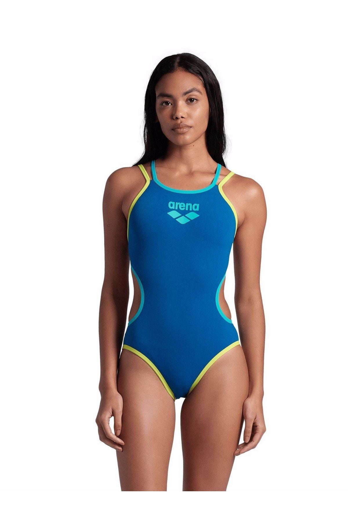 Arena Women's One Double Cross Back One Piece Bayan Yüzücü Mayo Mavi 004732630 36