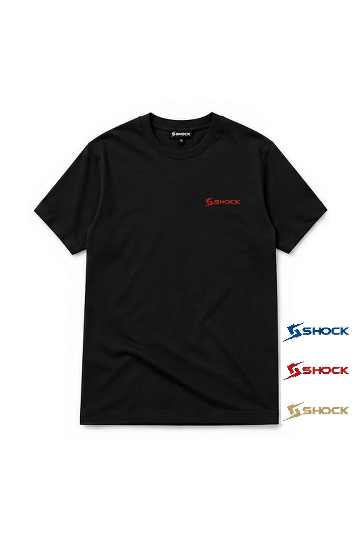 Shock Sportswear (Büyük Beden) Günlük Spor Tişört Siyah Beden (L) Gold Logo