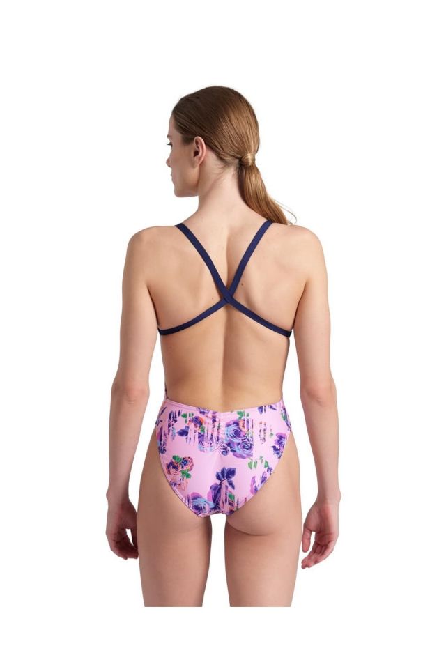 Arena W Rose Texture Swimsuit Xcross Back Bayan Yüzücü Mayo Pembe 006641907