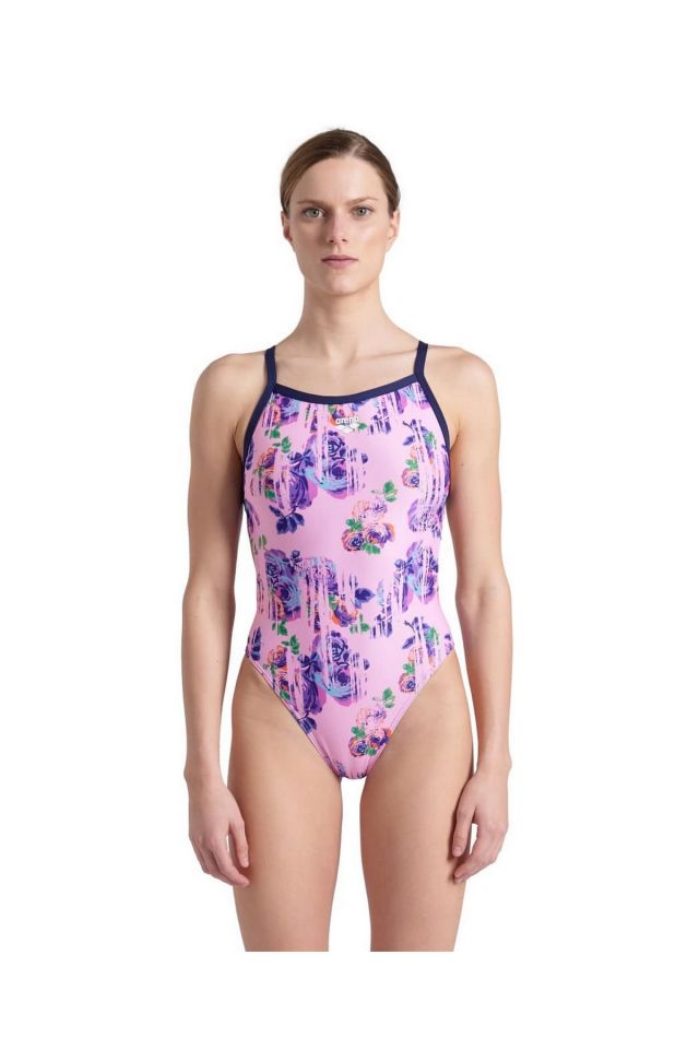 Arena W Rose Texture Swimsuit Xcross Back Bayan Yüzücü Mayo Pembe 006641907 36