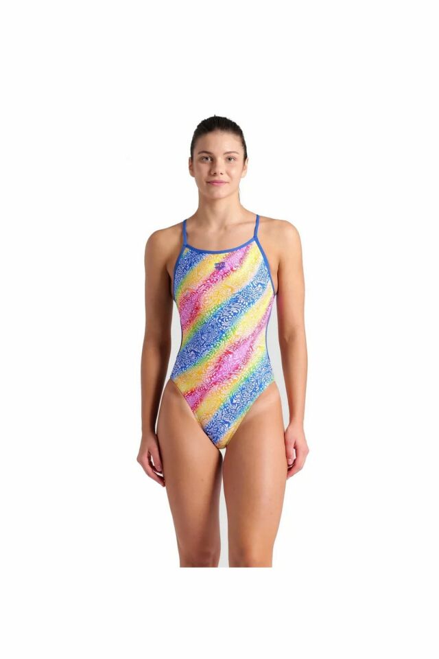 Arena Women's Arena Swimsuit Lace Back Printed Bayan Yüzücü Mayo Çok Renkli 008692850 34