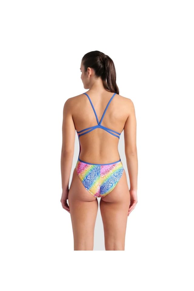 Arena Women's Arena Swimsuit Lace Back Printed Bayan Yüzücü Mayo Çok Renkli 008692850 34