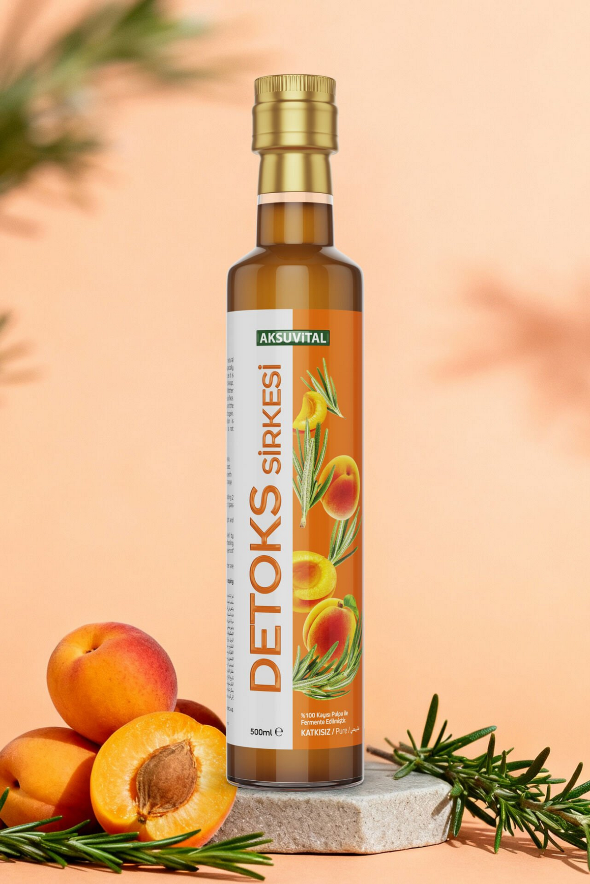 AksuVital Detox Sirkesi Katkısız %100 Kayısı Pulp 500 ml