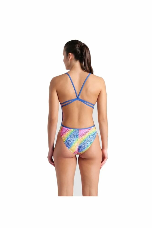 Arena Women's Arena Swimsuit Lace Back Printed Bayan Yüzücü Mayo Çok Renkli 008692850 36