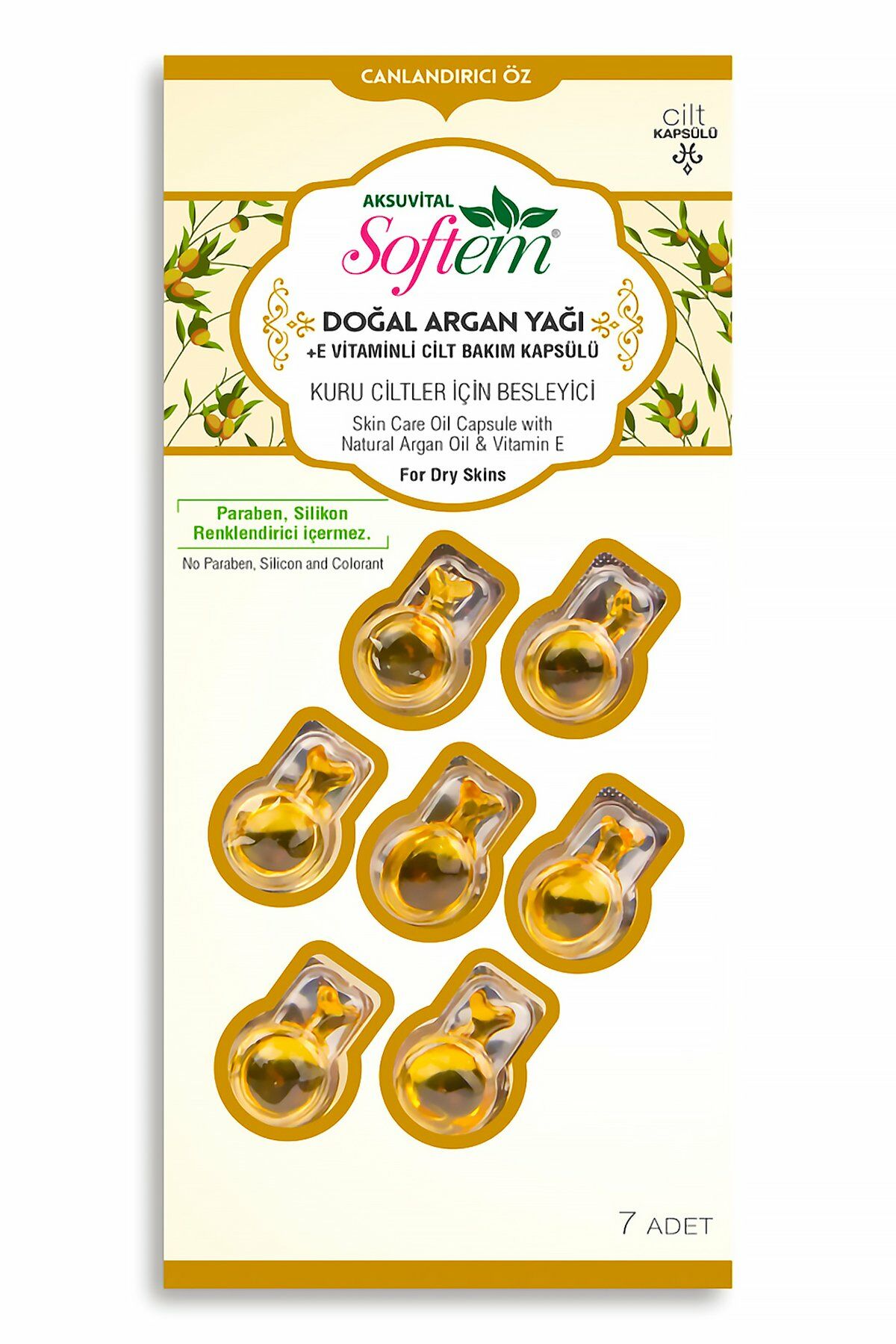 AksuVital Softem Doğal Argan Yağı + E Vitaminli Cilt Bakım Kapsülü