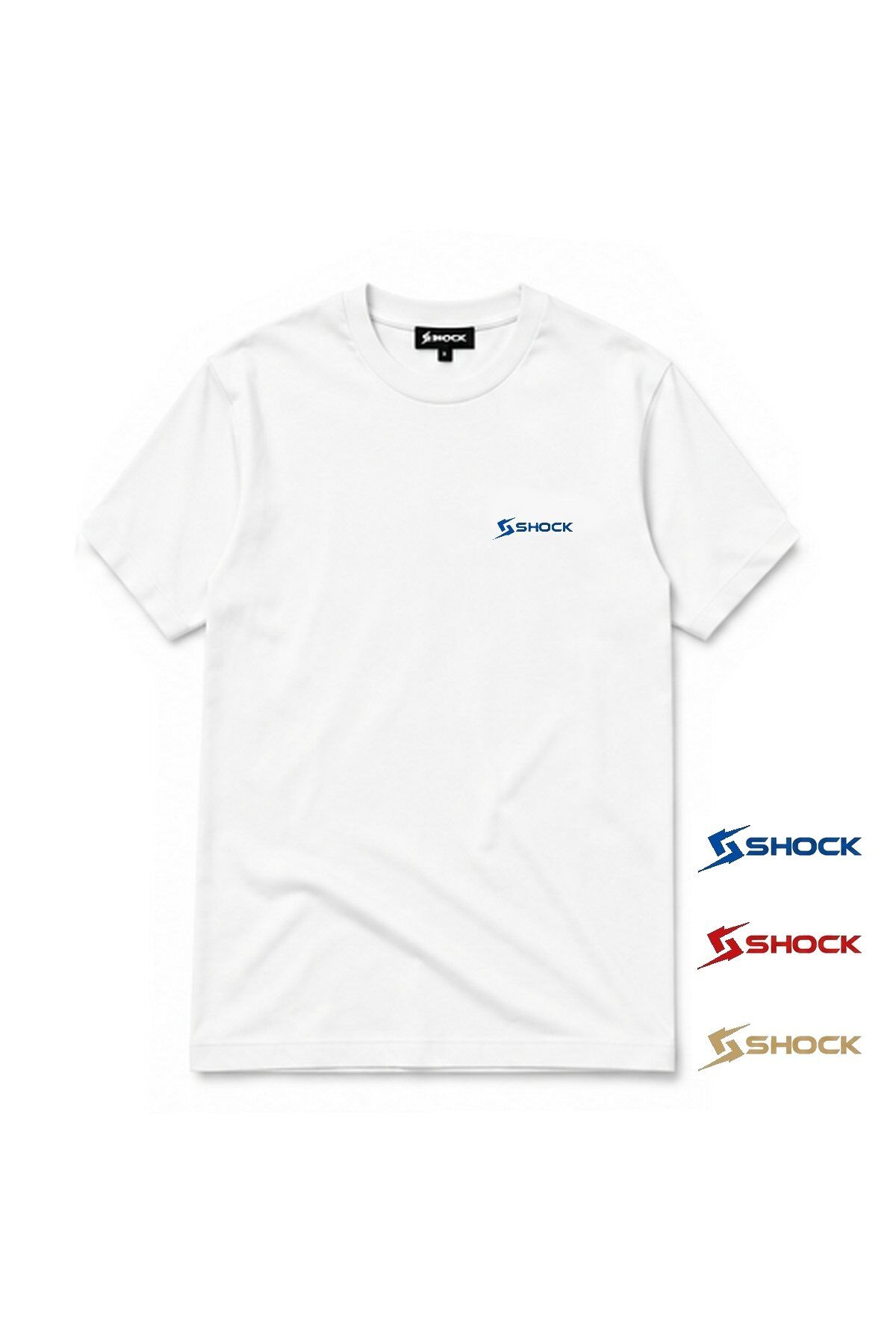 Shock Sportswear (Büyük Beden) Günlük Spor Tişört Beyaz Beden (2XL) Kırmızı Logo