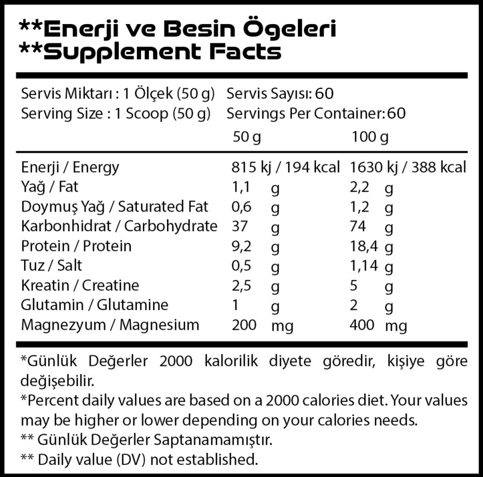 Shock Nutrition Mass Gainer Bisküvi Aromalı 3000g 60 Servis