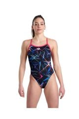 Arena Women's SwimSuit Challenge Back Allover Bayan Yüzücü Mayo Desenli Siyah 005557550 40