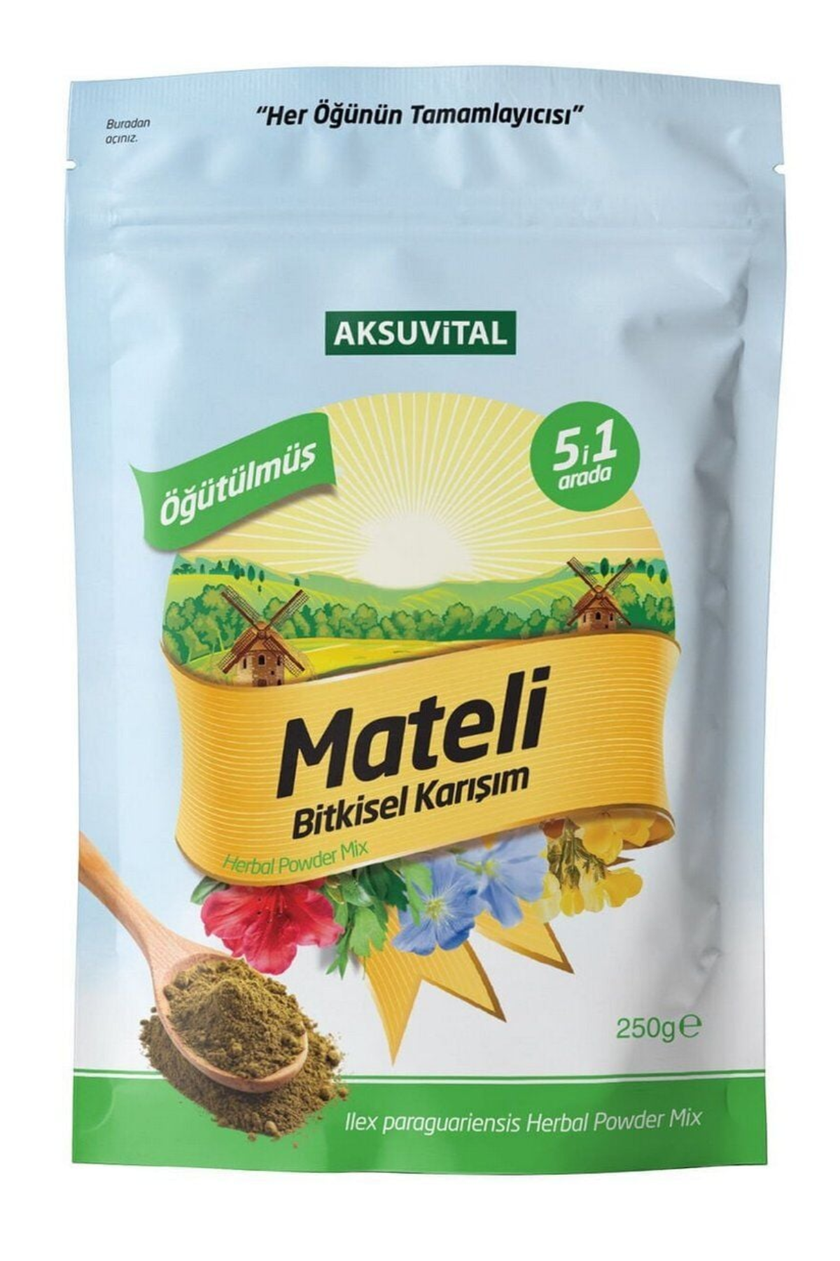 AksuVital Öğütülmüş Mateli Toz Bitkisel Karışım Doypack 250g