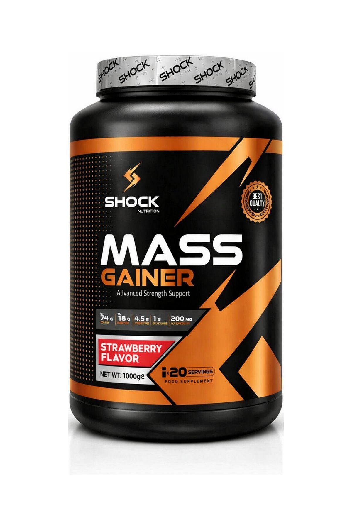 Shock Nutrition Mass Gainer Çilek Aromalı 1000g 20 Servis