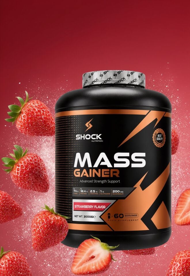 Shock Nutrition Mass Gainer Çilek Aromalı 3000g 60 Servis