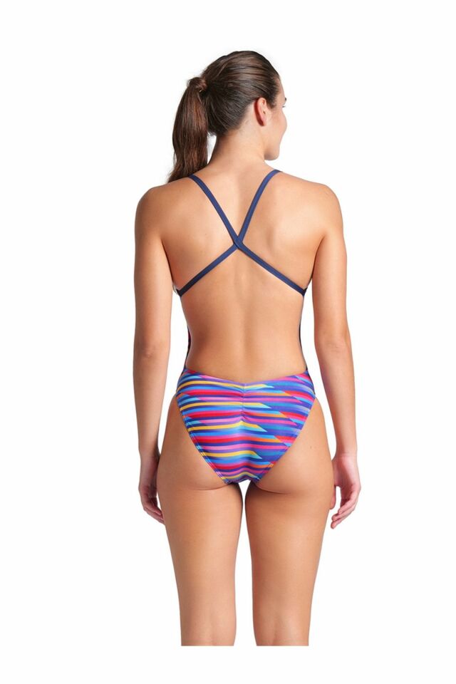 Arena Women's Arena Racing Stripe Swimsuit Xcriss Cross Bayan Yüzücü Mayo Renkli 009092750