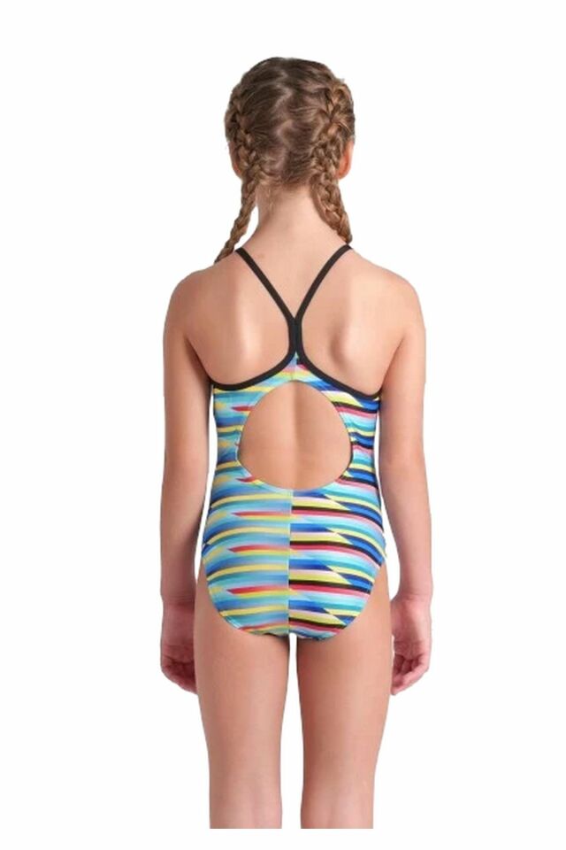 Arena Girl's Arena Racing Stripe Swimsuit Lightdrop Back Kız Çocuk Yüzücü Mayo Renkli 009006550 10-11