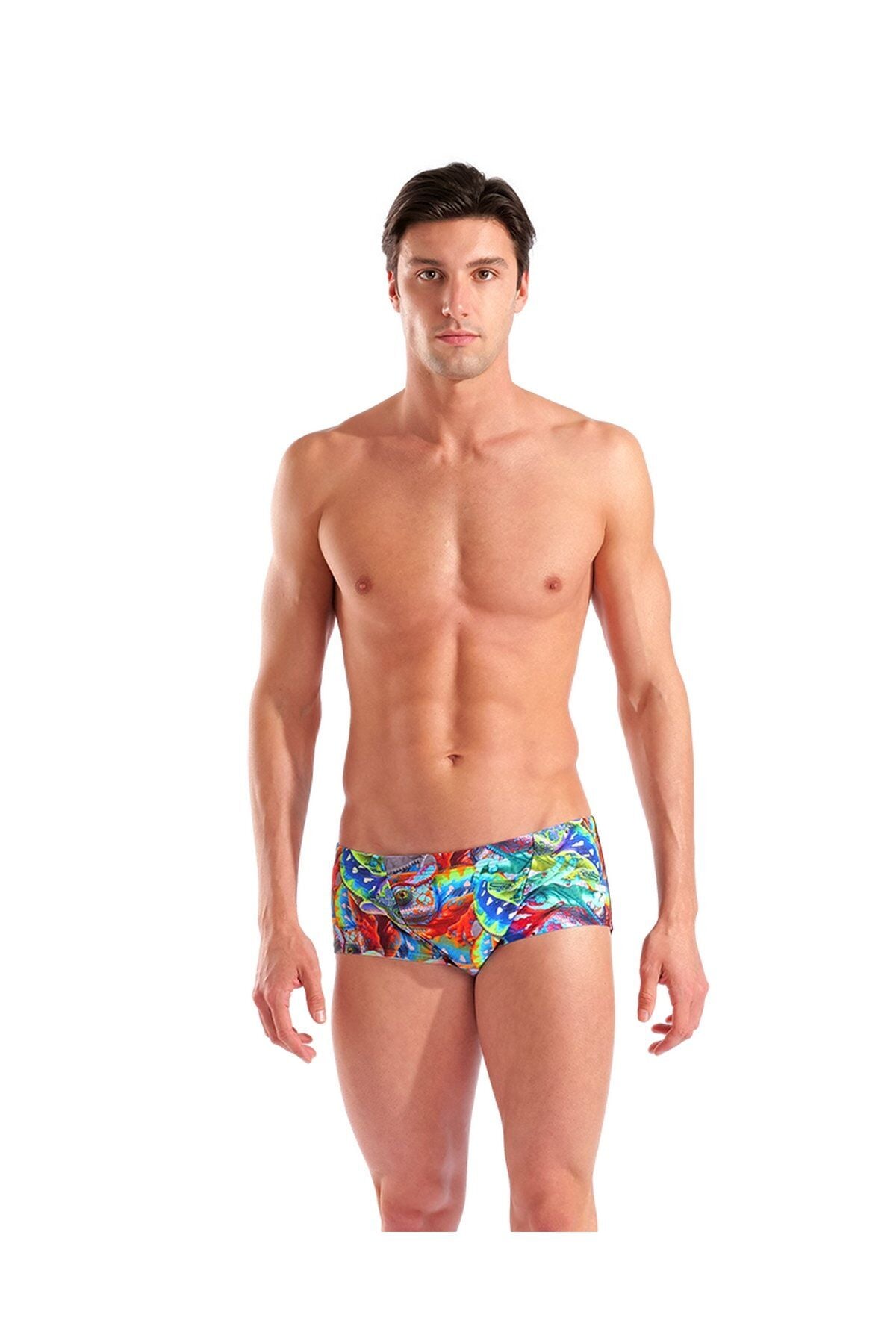Arena Men's Iguanas Swim Low Waist Short Erkek yüzücü Düşük Bel Mayo Siyah/Desneli 010217501 75