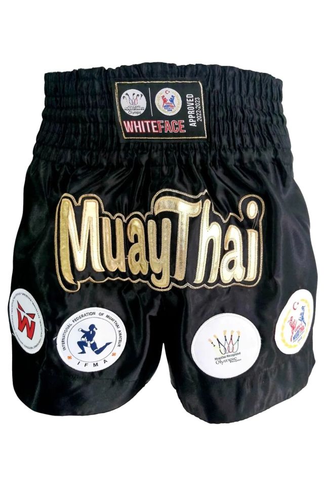 Whiteface Muay Thai  Müsabaka Şortu Siyah 3XS