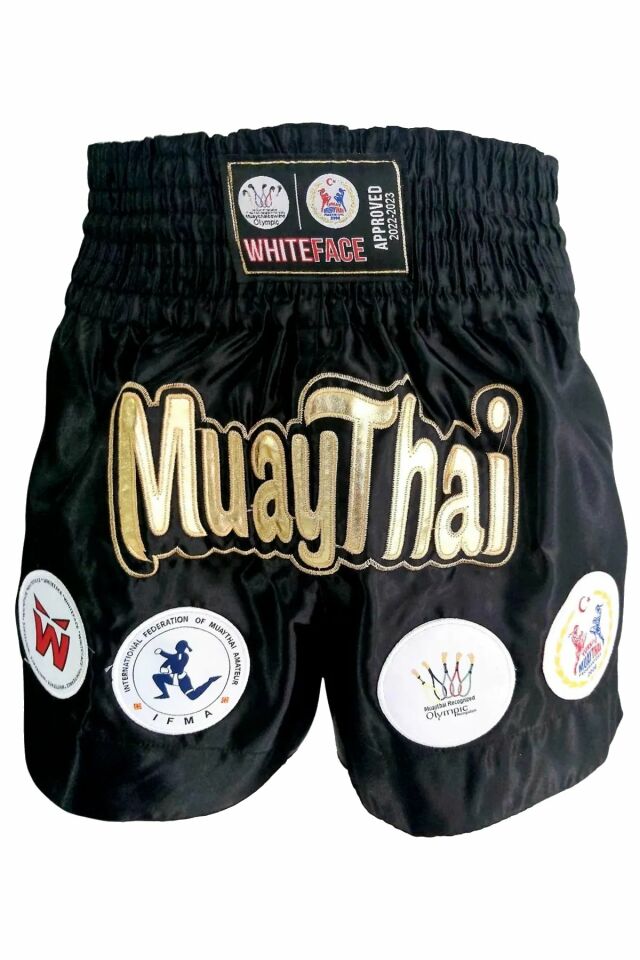 Whiteface Muay Thai  Müsabaka Şortu Siyah XXL