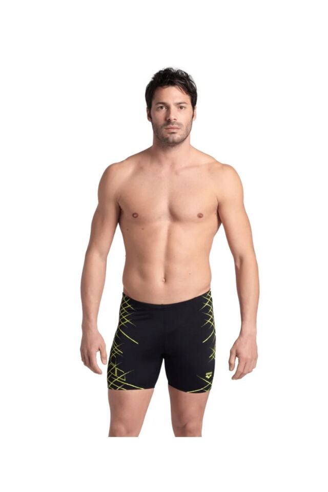 Arena Men's Straight Lines Swim Mid Jammer (85 Beden) Erkek Yüzücü Mayo Siyah 007124560