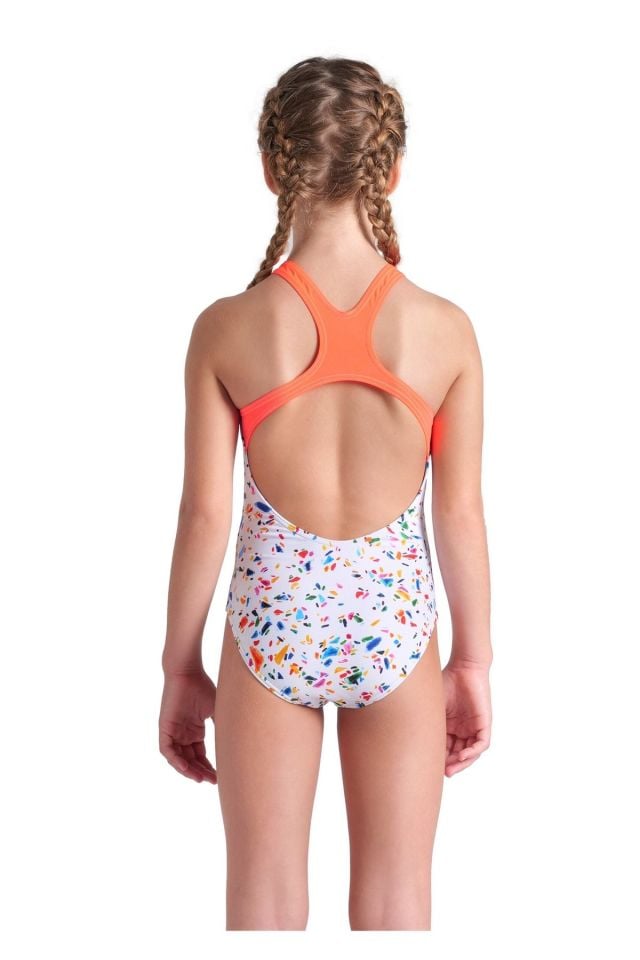 Arena Girl's Arena Confetti Swimsuit Swim Pro Back Kız Çocuk Yüzücü Mayo Beyaz 009089750 8-9