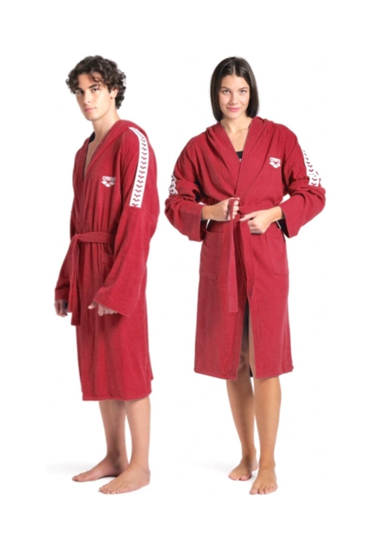 Arena Team Stripe Robe (L Beden) Unisex Yüzücü Bornoz Kırmızı 009029410