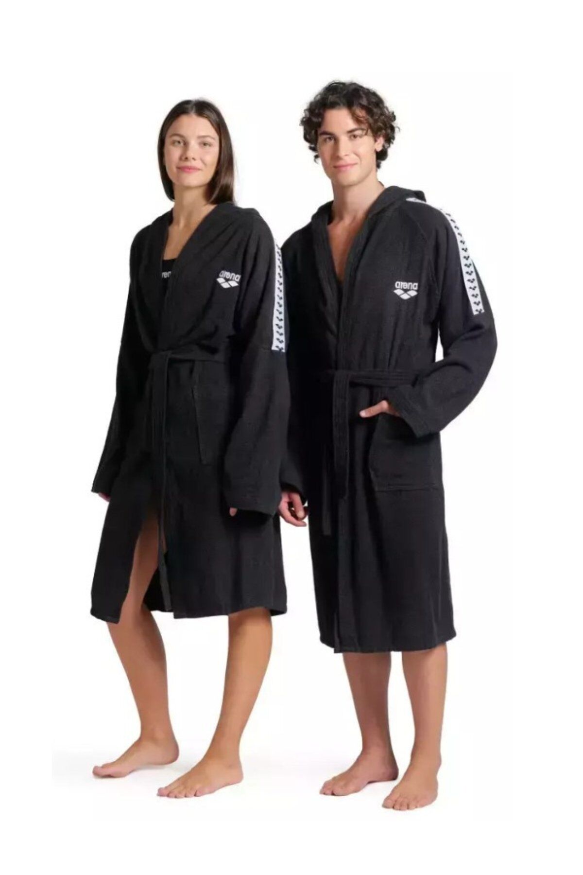 Arena Team Stripe Robe (L Beden) Unisex Yüzücü Bornoz Siyah 009029501