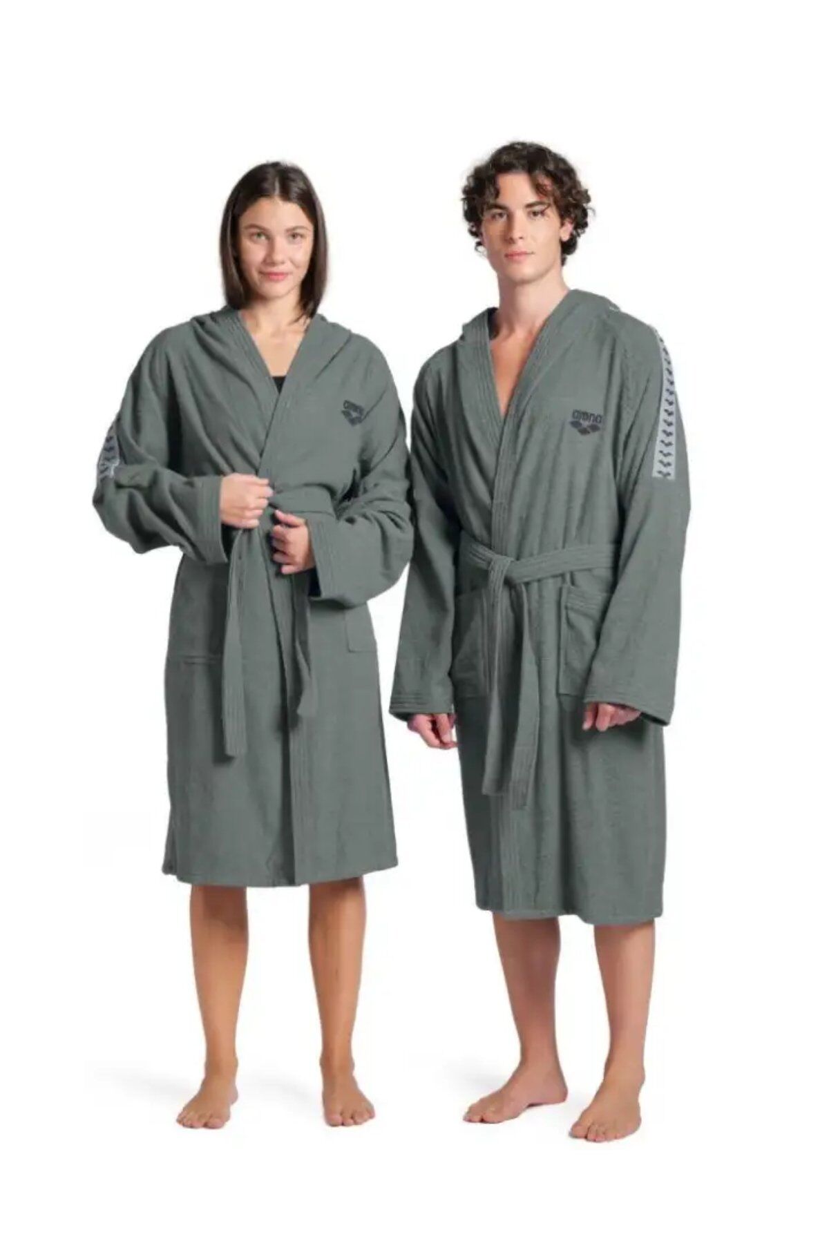 Arena Team Stripe Robe (L Beden) Unisex Yüzücü Bornoz Gri 009029550