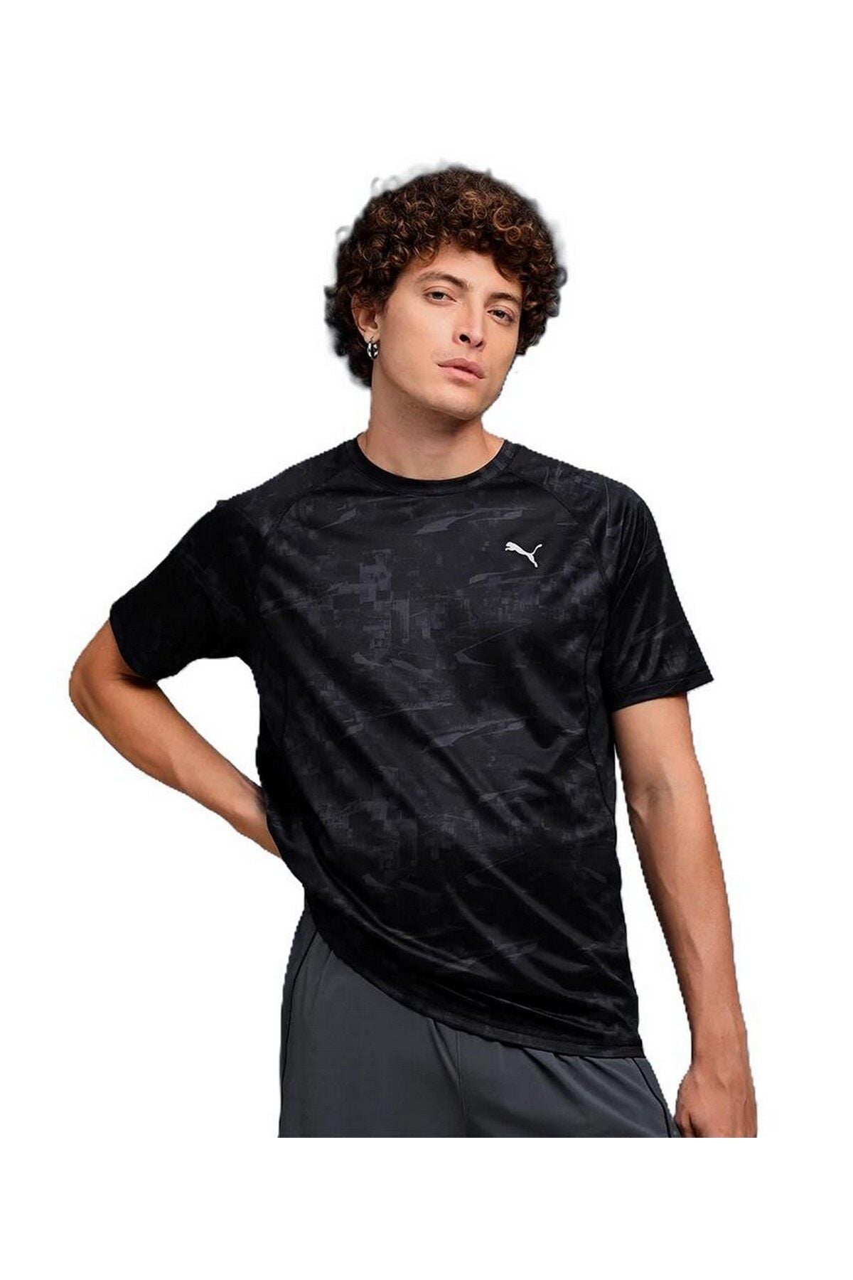 Puma M Run Velocity AOP Tee Erkek K.Kol Tişört Desenli/Siyah 52760301