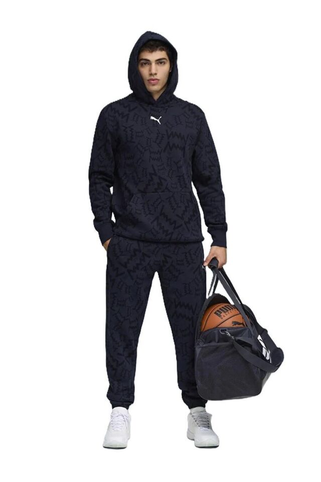 Puma teamJAWS Post Game Hoodie Erkek Kapüşonlu Sweatshirt Lacivert 68953604 XL