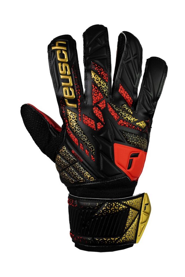 Reusch 7075 Attrakt Solid Kaleci Eldiveni Siyah/Kırmızı/Altın No 9