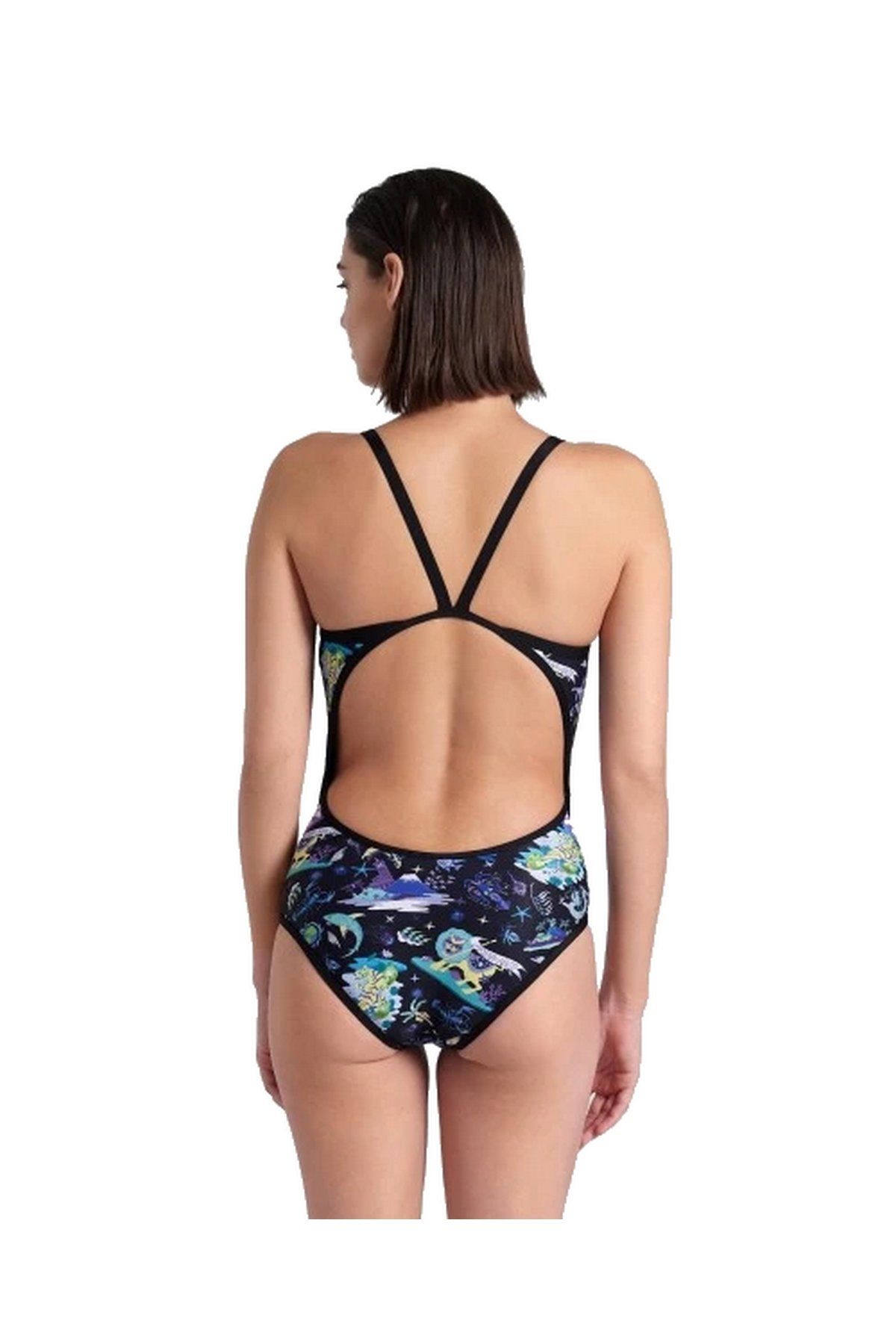 Arena Women's Arena Fun Planet Swimsuit Mayo Super Siyah 007529550 38