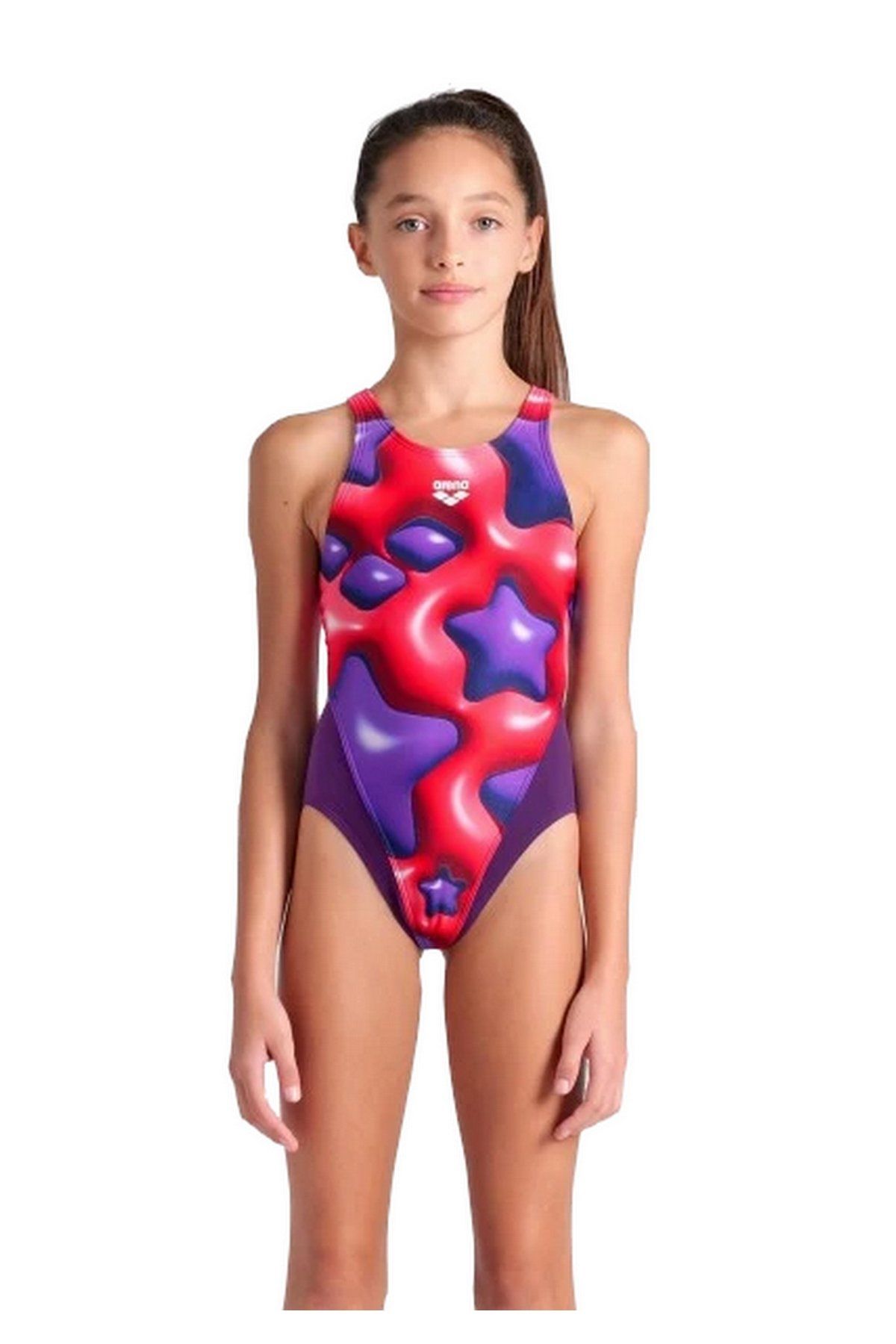 Arena Girl's Arena Star Shaped Swimsuit Swim Tech L Kız Çocuk Yüzücü Mayo Mor 008169950 10-11