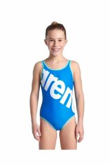 Arena Girl's ARENA Logo Swimsuit Kız Yüzücü Mayo Parlak Mavi 007328800 8-9