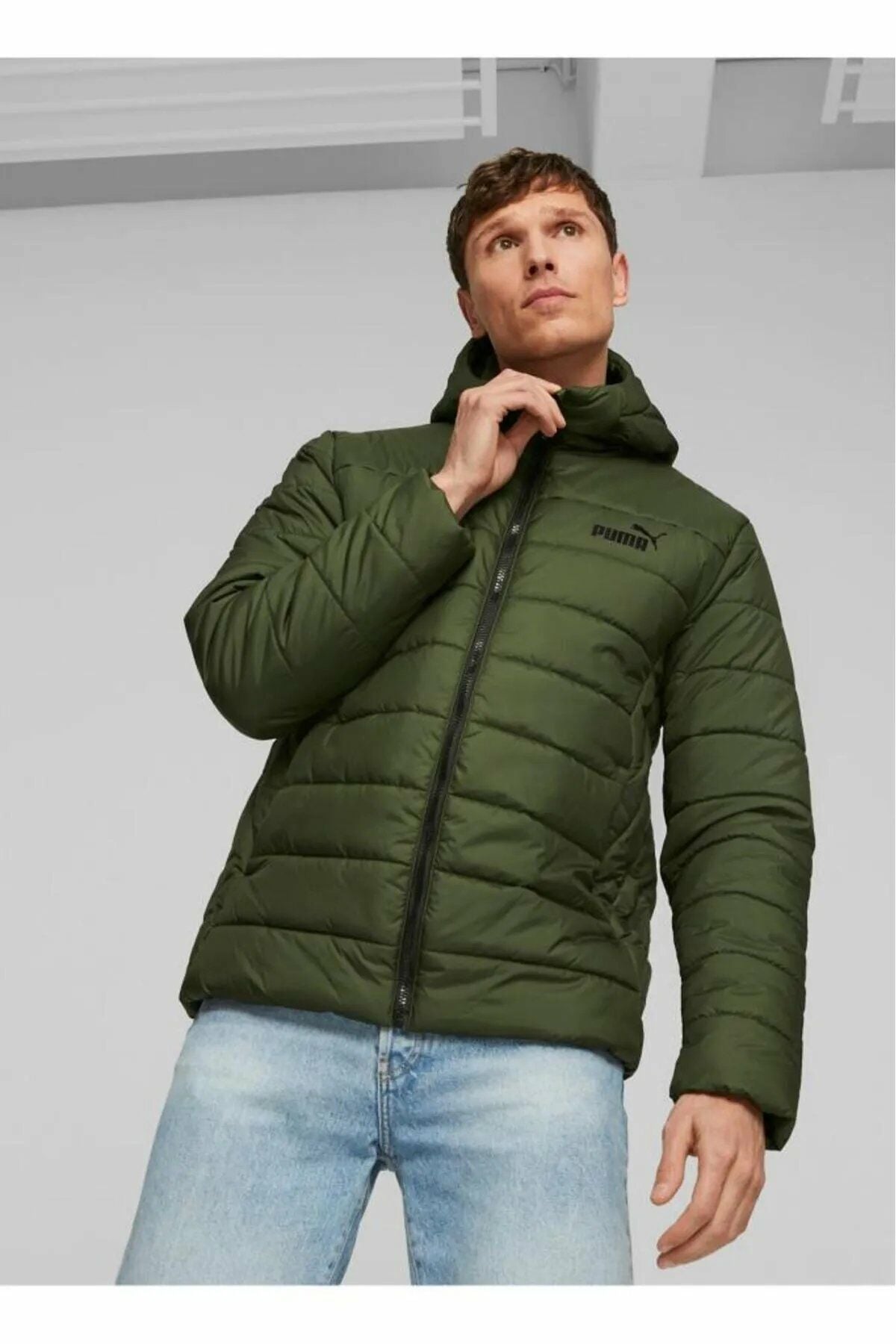 Puma ESS Hooded Padded Jacket Peacoat Unisex Günlük Spor Kapüşonlu Mont Yeşil 84893831 L
