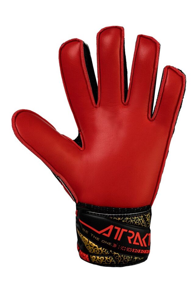 Reusch 7075 Attrakt Solid Junior Çocuk Kaleci Eldiveni Siyah/Altın/Kırmızı No 6