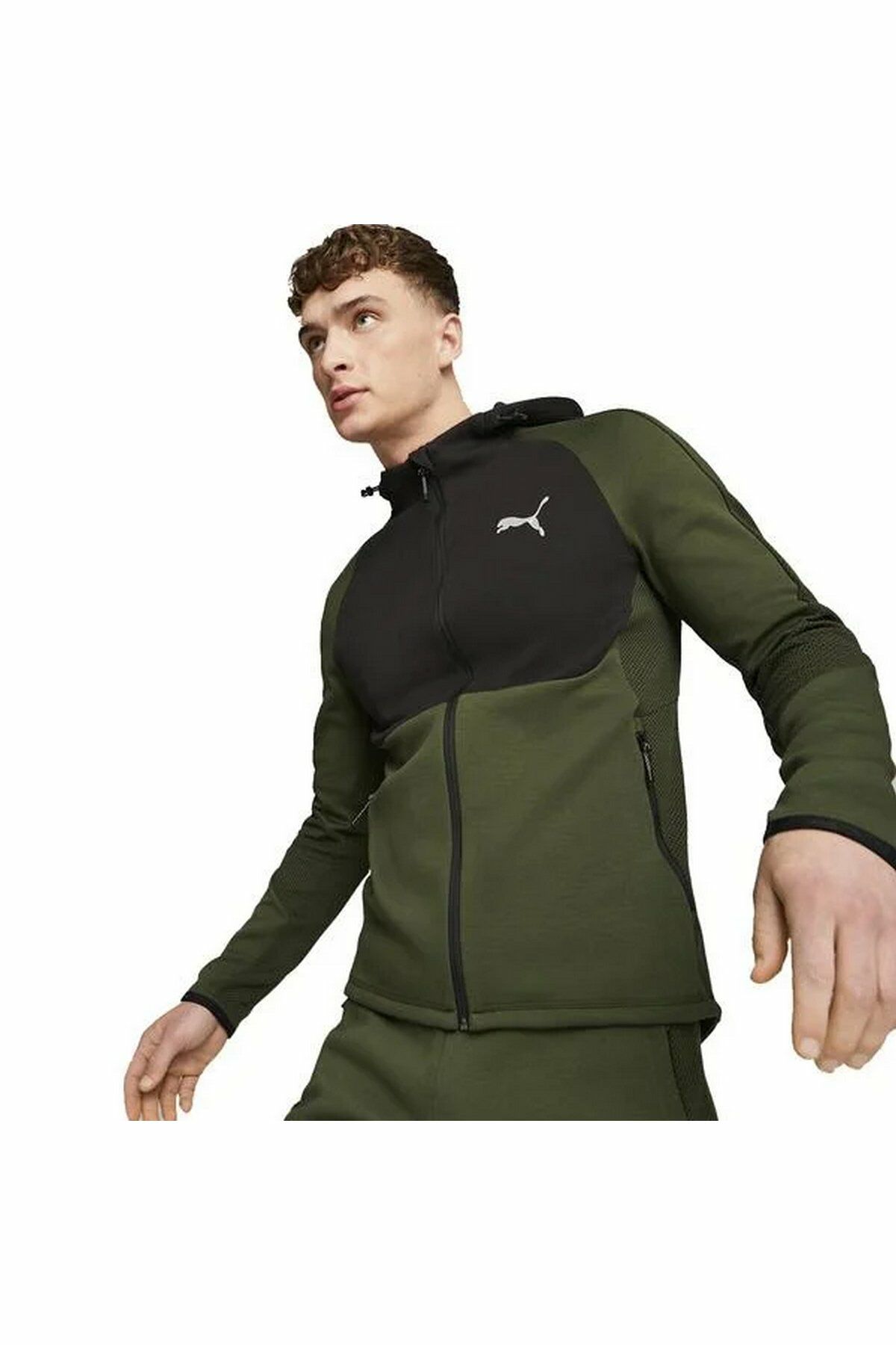 Puma Evostripe Full-Zip Hoodie DK Myrtle Sweatshirt Unisex Yeşil/Siyah 67593031 2XL